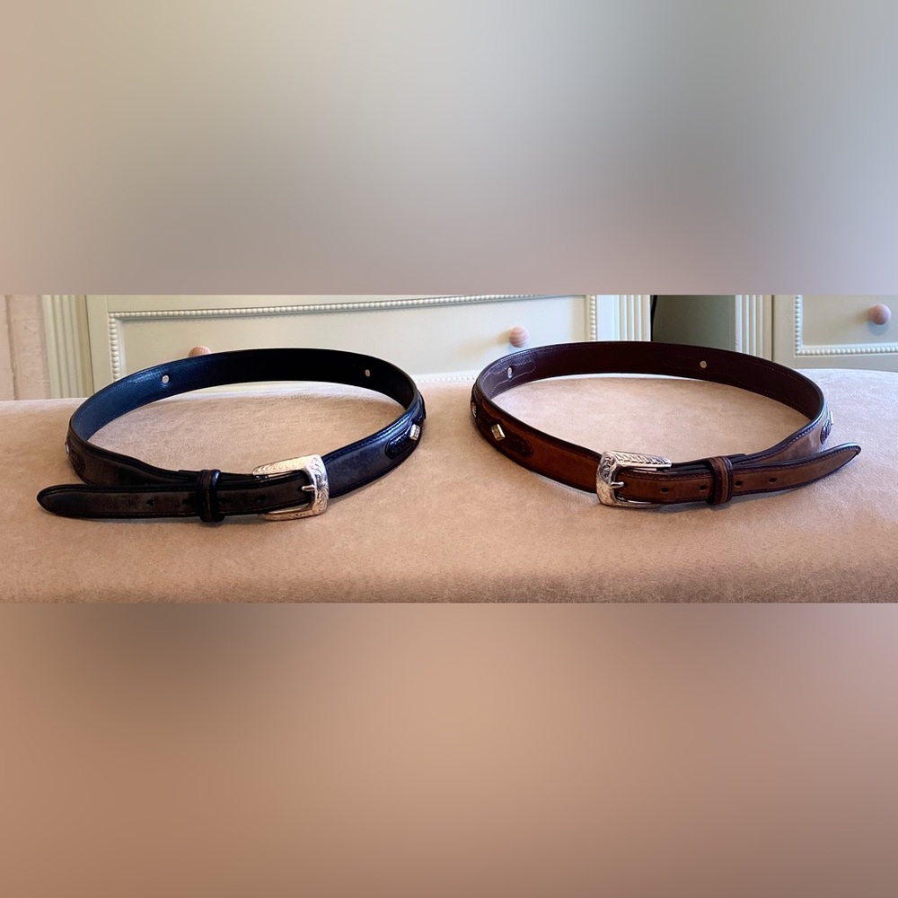 Elegant Black and Brown Embroidered Belts